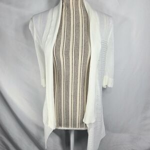 Cupio White Short Sleeve Open Front Cardigan Size Small